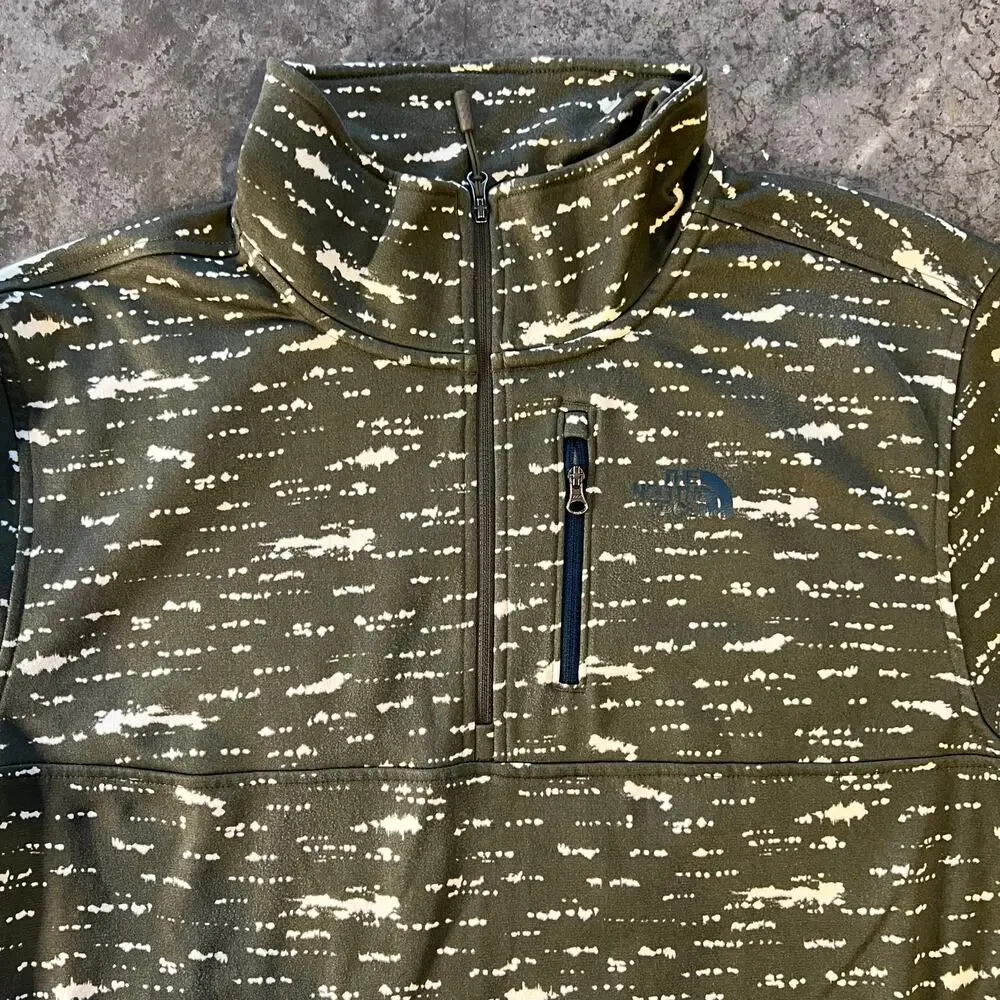 The North Face TKA Glacier Abstract Olive Fleece Pullover Size L Gorpcore